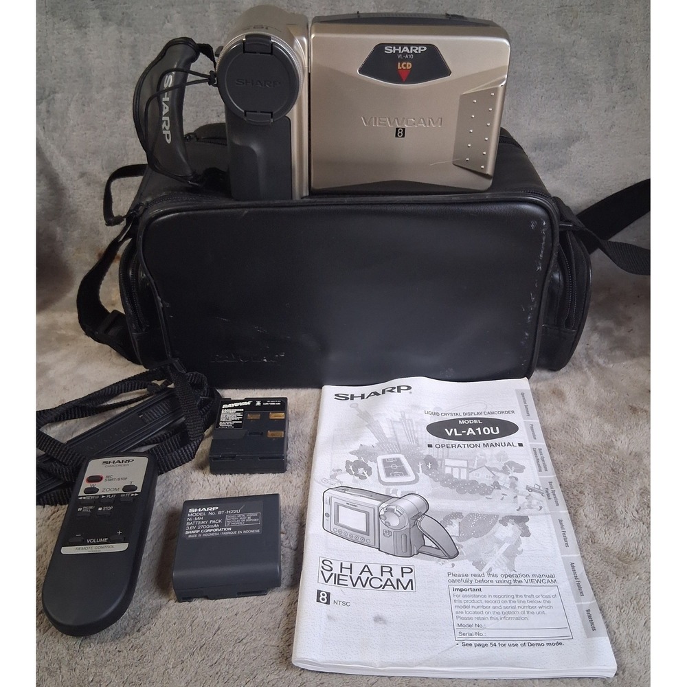 Sharp Viewcam VL-A10U 8mm Camcorder Bundle Untested No Charger Rayovac Bag